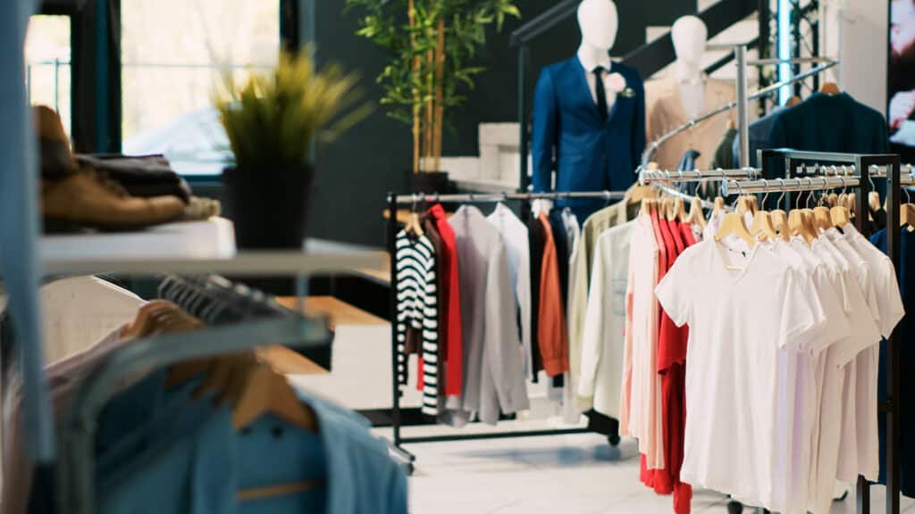 a store with mannequins and clothes