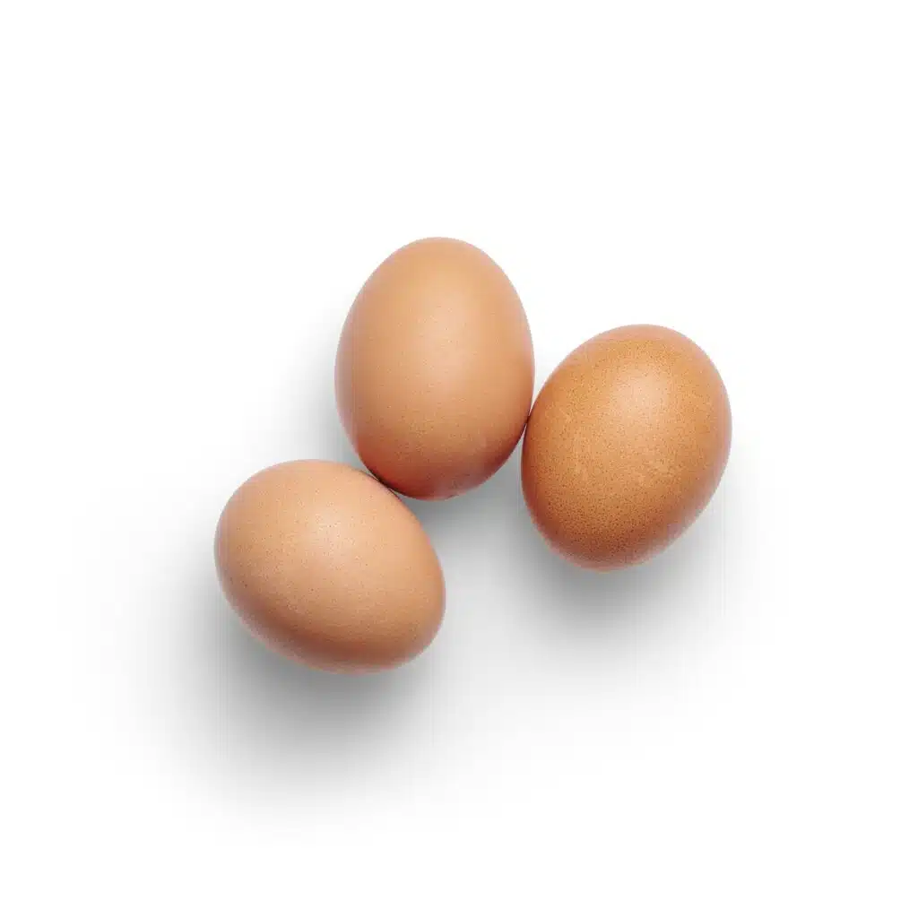 a group of brown eggs